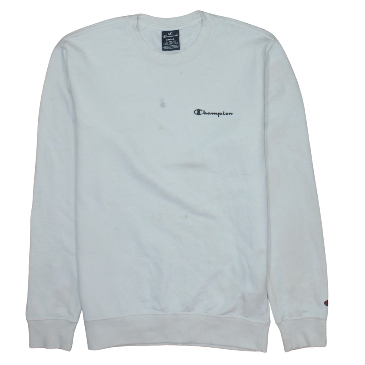 Champion Mens White Small Pullover Crew Neck Sweatshirt