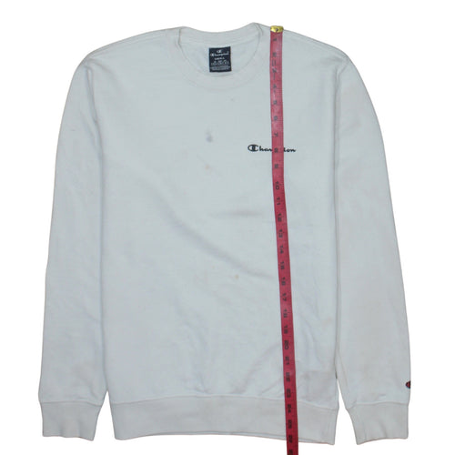 Champion Mens White Small Pullover Crew Neck Sweatshirt