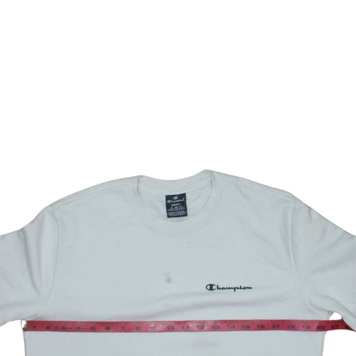 Champion Mens White Small Pullover Crew Neck Sweatshirt