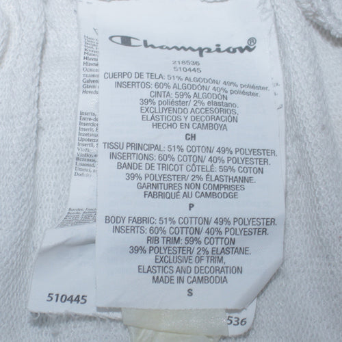 Champion Mens White Small Pullover Crew Neck Sweatshirt