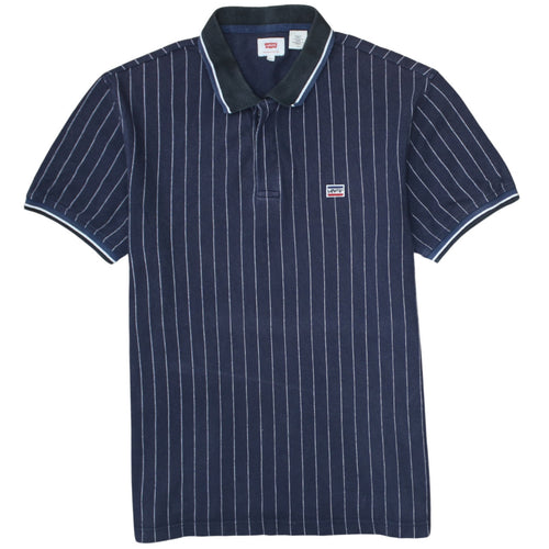 Levi's Men's Navy Striped Cotton Polo Shirt Size L Classic Fit