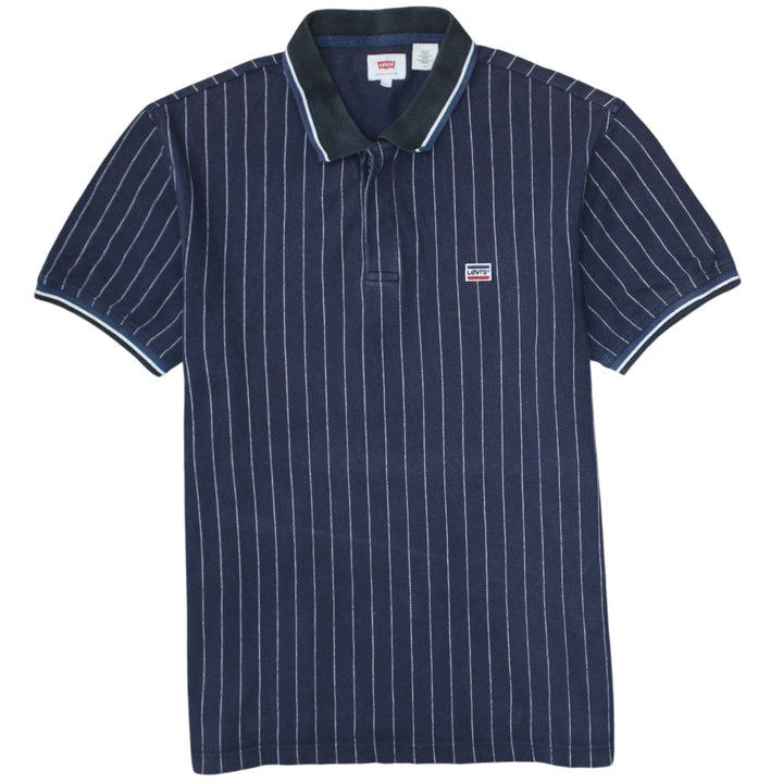 Levi's Men's Navy Striped Cotton Polo Shirt Size L Classic Fit