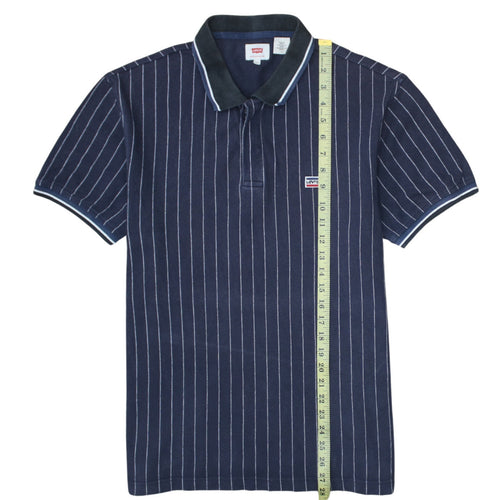 Levi's Men's Navy Striped Cotton Polo Shirt Size L Classic Fit