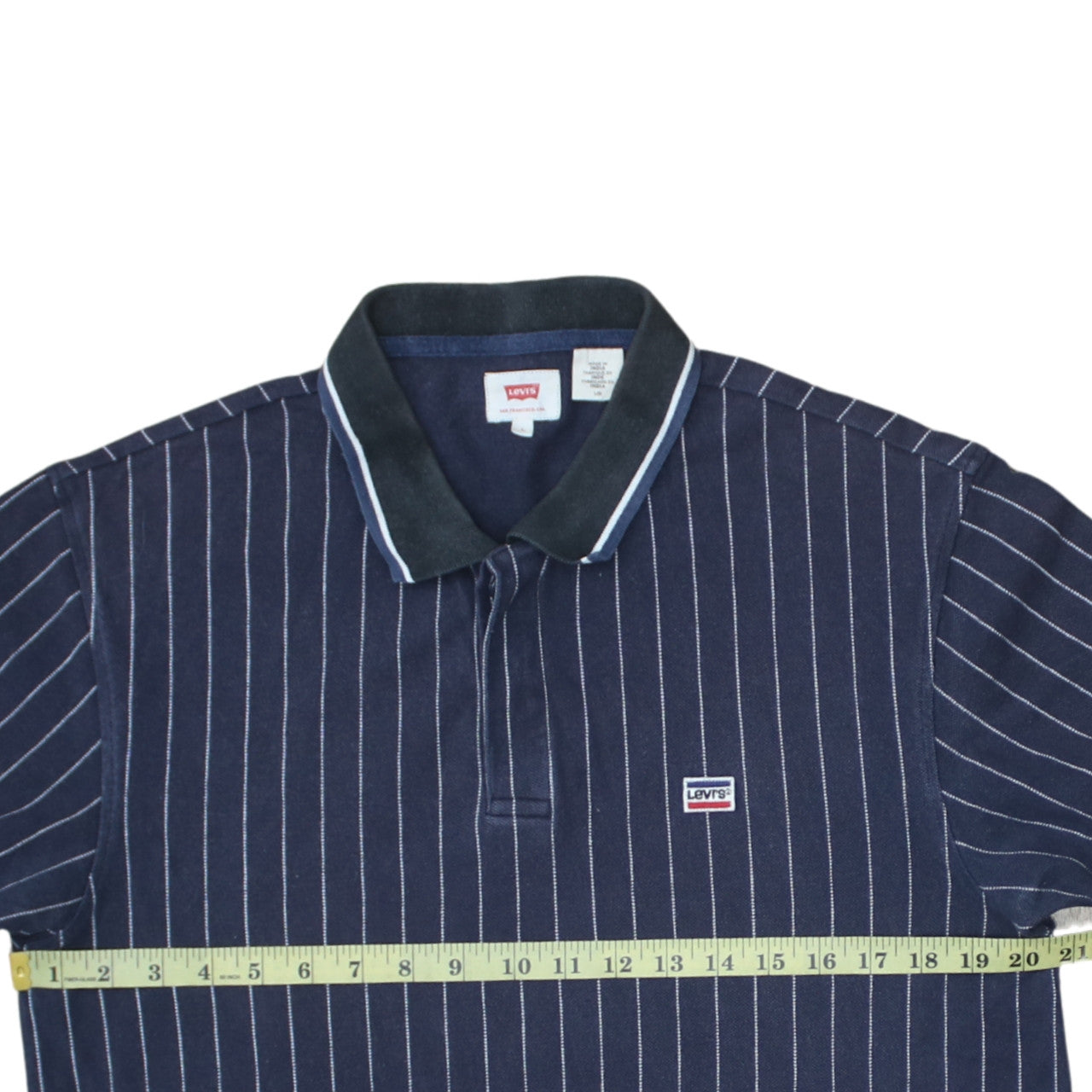 Levi's Men's Navy Striped Cotton Polo Shirt Size L Classic Fit