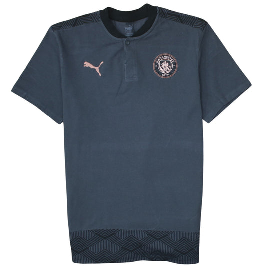 Puma Manchester City Blue Henley Men's T-Shirt Size L