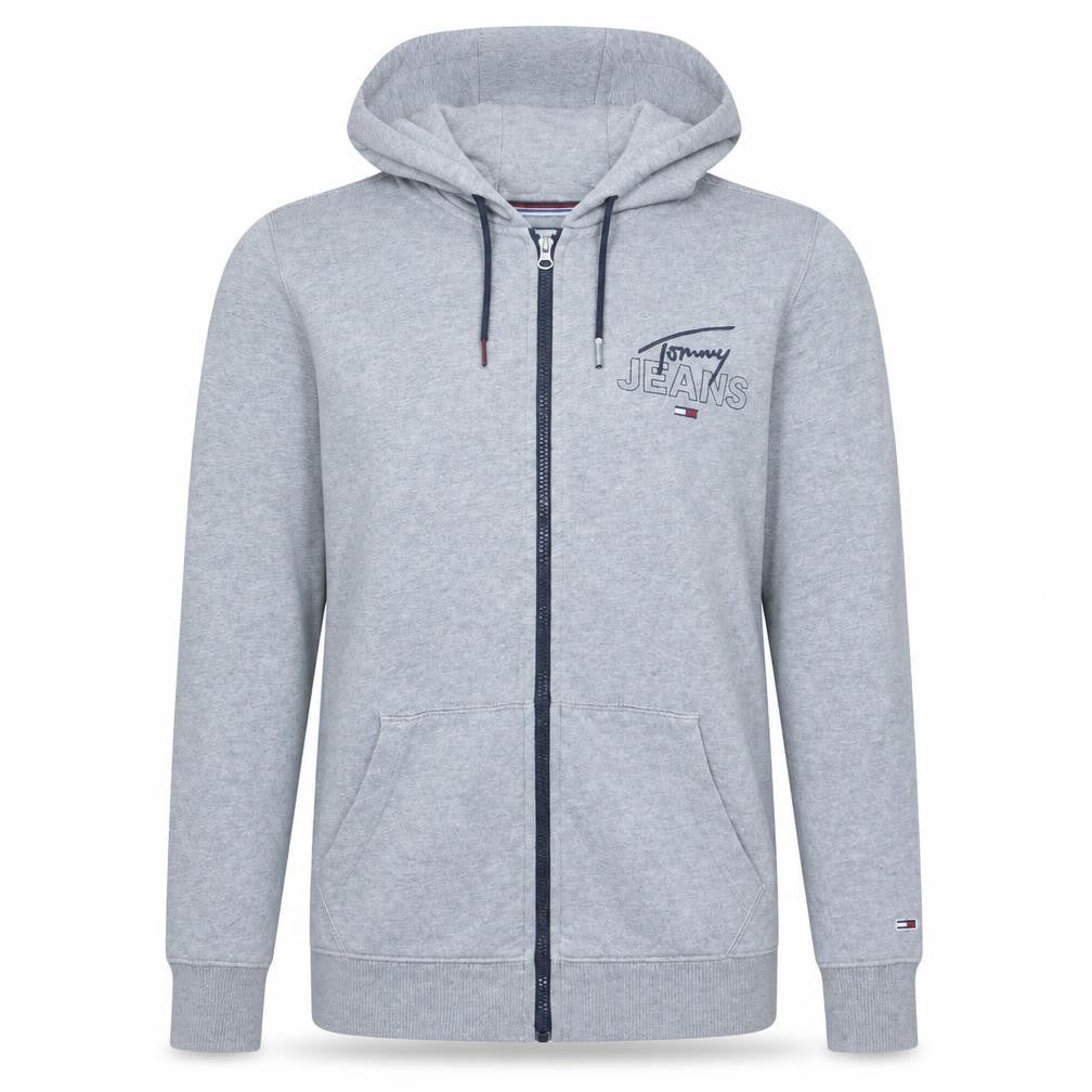 Tommy Jeans Men's Grey Full Zip Hoodie Sweatshirt Size L