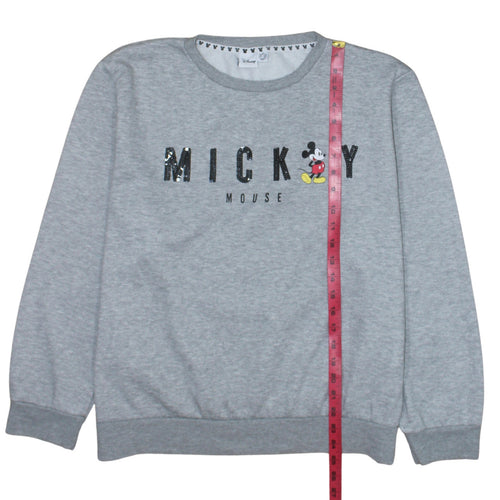 Disney Women Grey Mickey Mouse Sequin Sweatshirt XL Casual