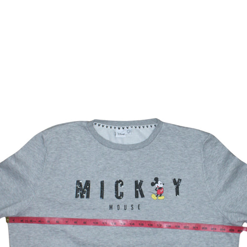 Disney Women Grey Mickey Mouse Sequin Sweatshirt XL Casual
