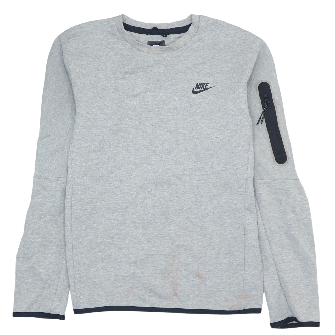 Nike Men's Grey Small Pullover Crew Neck Sweatshirt Zip Pocket