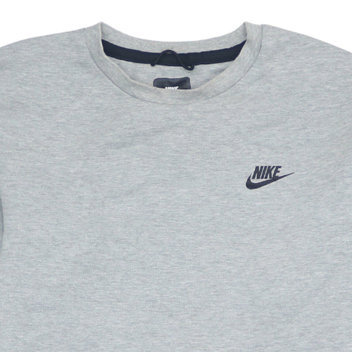 Nike Men's Grey Small Pullover Crew Neck Sweatshirt Zip Pocket