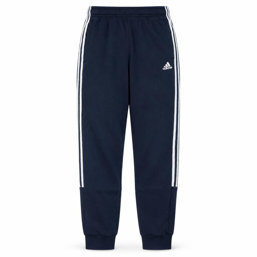 Front view of Adidas Men Blue Jogger Trousers S Regular Tapered Fleece