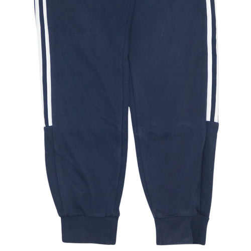 Adidas Men Blue Jogger Trousers S Regular Tapered Fleece
