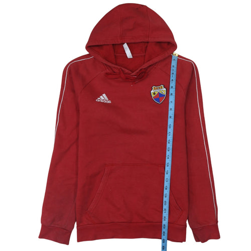 Adidas Men's Red Pullover Hoodie Small Embroidered Sports Style