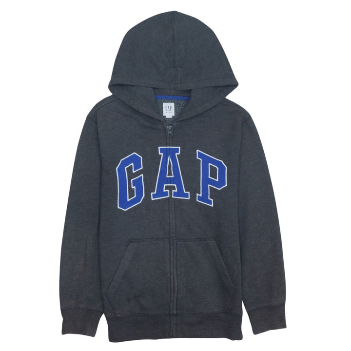 GAP Boys Grey Full Zip Hoodie Size 12 Years Fleece Cotton Logo Zip