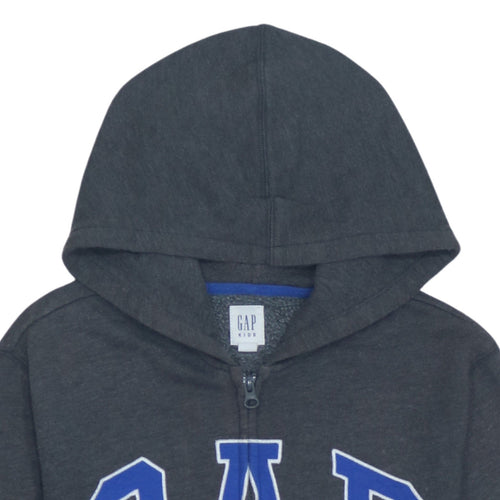 GAP Boys Grey Full Zip Hoodie Size 12 Years Fleece Cotton Logo Zip
