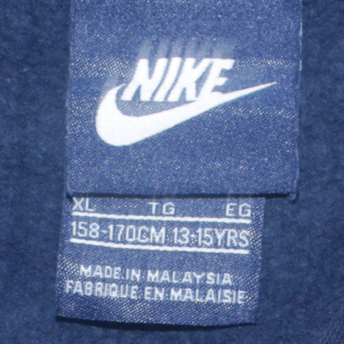 Nike Boys Blue Pullover Hoodie XL 13-15 Years Graphic Logo Fleece