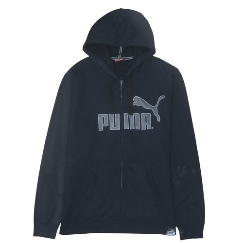 Puma Men's Black Full Zip Hoodie XL Logo Fleece Sweatshirt