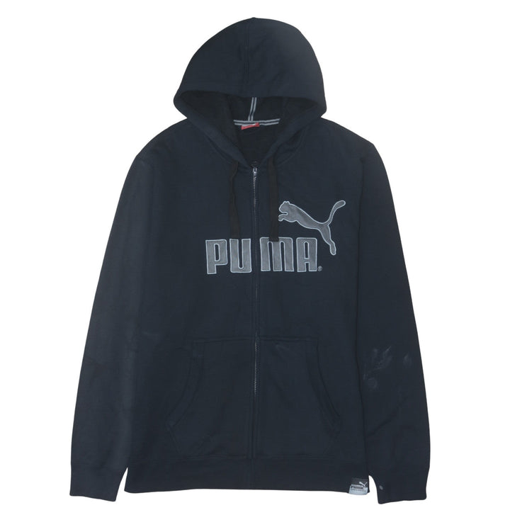 Puma Men's Black Full Zip Hoodie XL Logo Fleece Sweatshirt