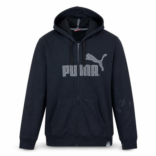 Puma Men's Black Full Zip Hoodie XL Logo Fleece Sweatshirt