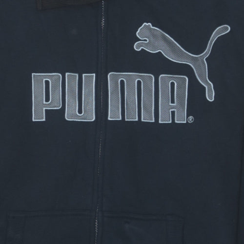 Puma Men's Black Full Zip Hoodie XL Logo Fleece Sweatshirt