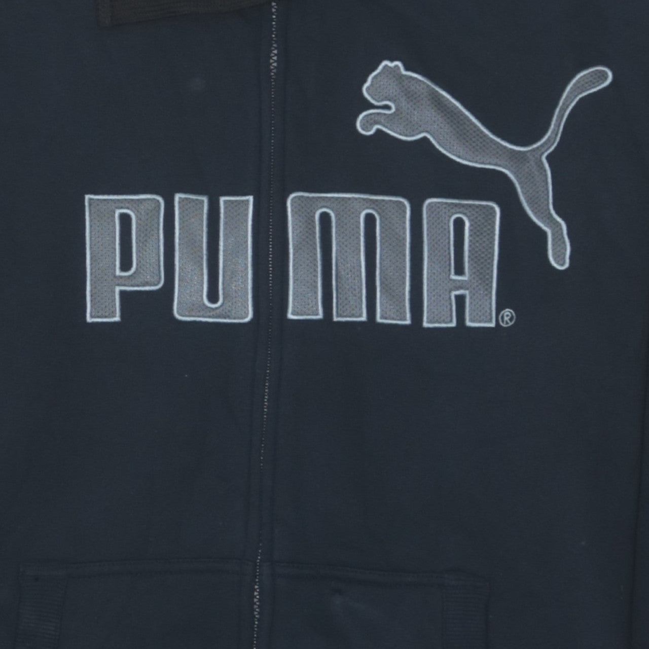 Puma Men's Black Full Zip Hoodie XL Logo Fleece Sweatshirt