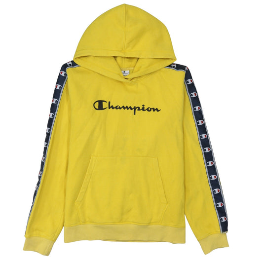 Champion Men's Yellow Pullover Hoodie Large Logo Sportswear