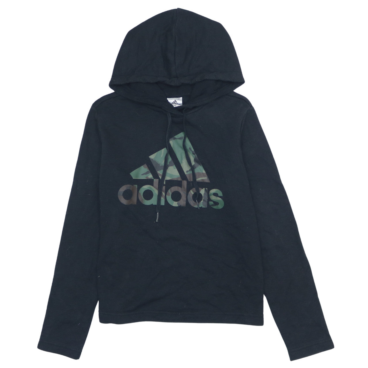 Adidas Womens Black Camouflage Logo Pullover Hoodie Size M