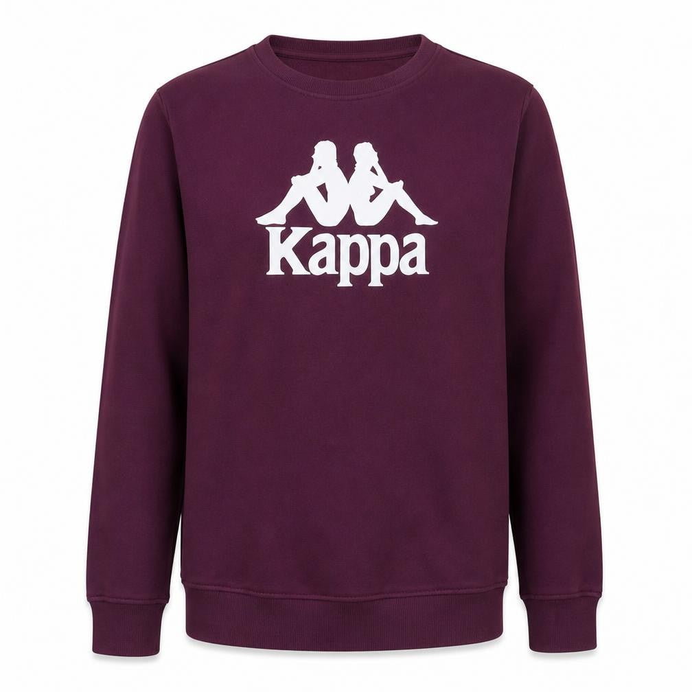 Front view of Kappa Men's Purple Logo Crew Neck Sweatshirt, size L