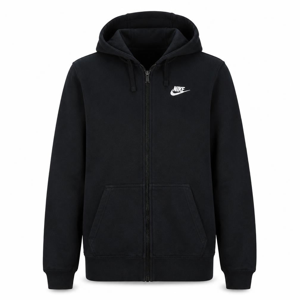 Front view of Nike Men's Black Full Zip Hoodie Sweatshirt, size S