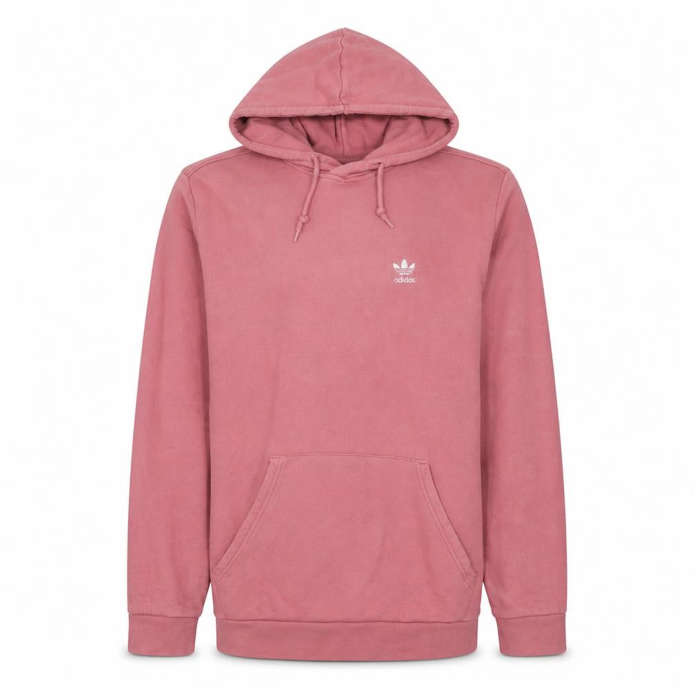Front view of Adidas Men's Pink Pullover Hoodie M Logo Fleece Sweatshirt