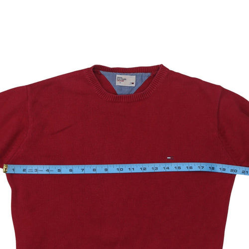 Tommy Hilfiger Denim Men’s Red Cotton Crew Neck Jumper Size S