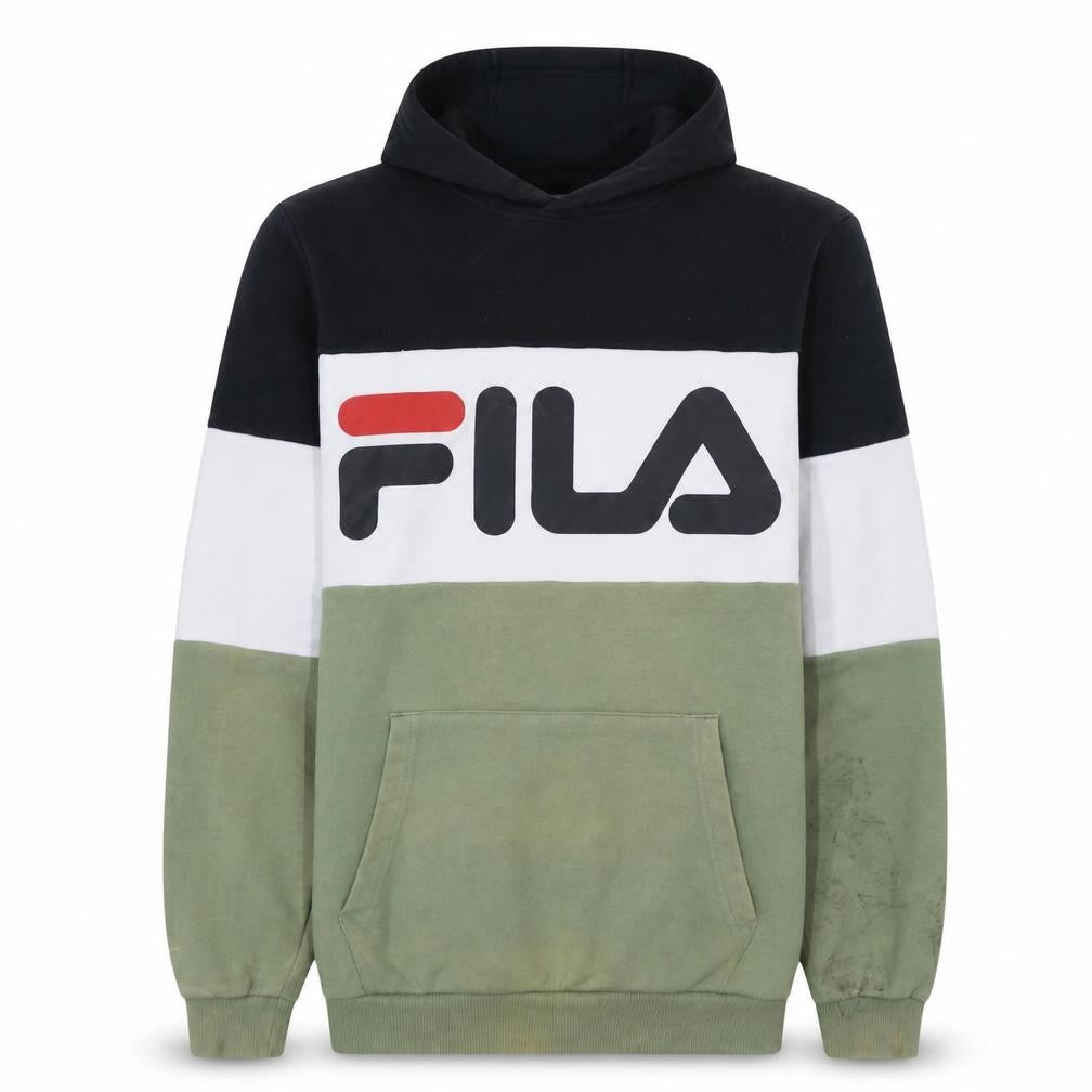 Front view of Fila Men's Multicoloured XS Pullover Hoodie with Logo Print