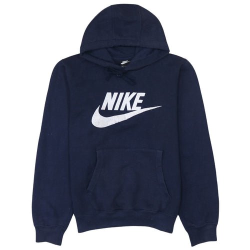 Nike Men's Blue Pullover Hoodie Small Logo Fleece Sweatshirt