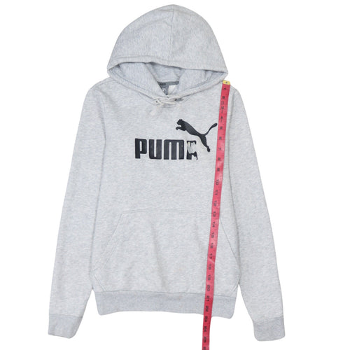Puma Womens Grey Hoodie XS Relaxed Fit Pullover Sweatshirt
