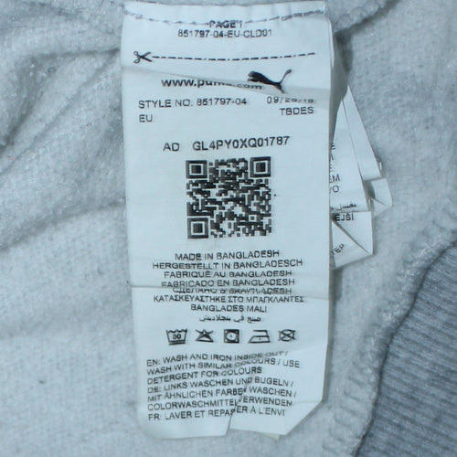 Puma Womens Grey Hoodie XS Relaxed Fit Pullover Sweatshirt