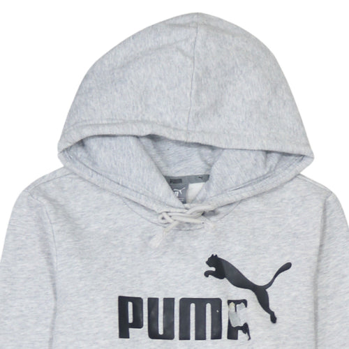 Puma Womens Grey Hoodie XS Relaxed Fit Pullover Sweatshirt