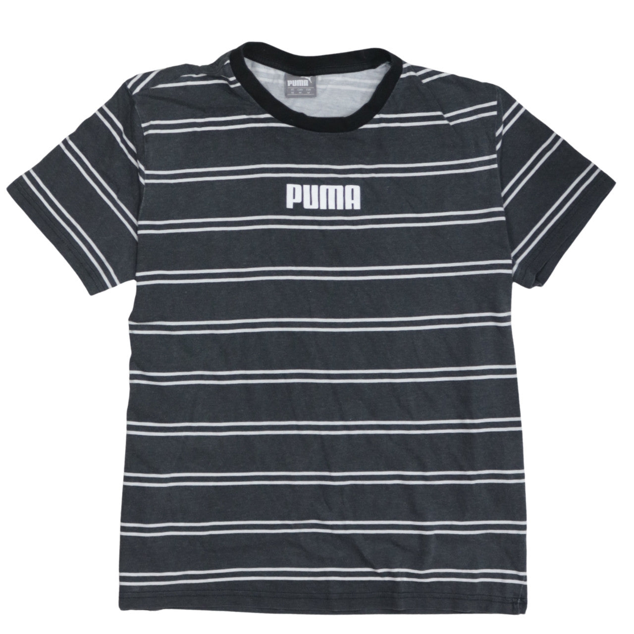 Puma Men's Black Striped Crew Neck Short Sleeve T-Shirt Size M