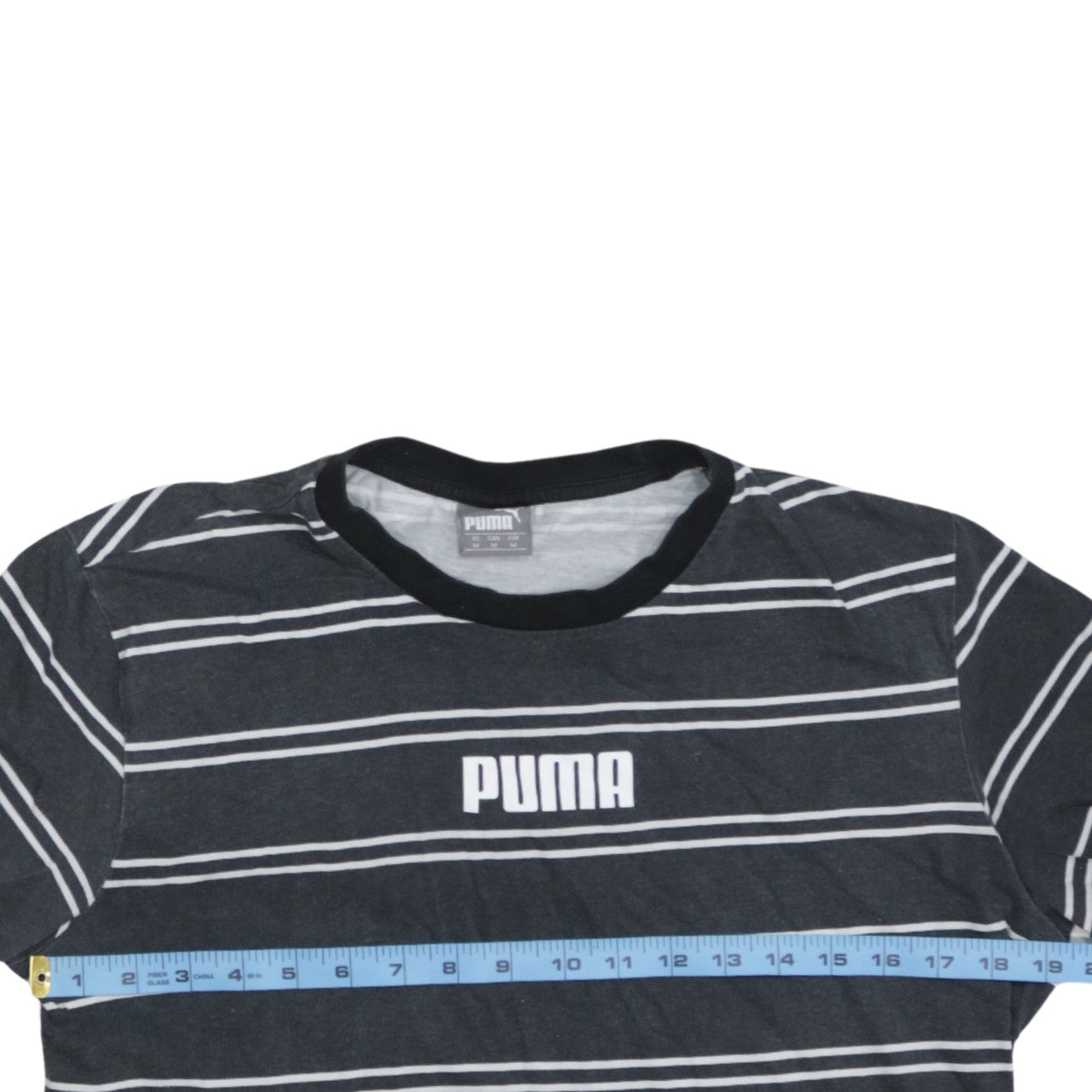 Puma Men's Black Striped Crew Neck Short Sleeve T-Shirt Size M
