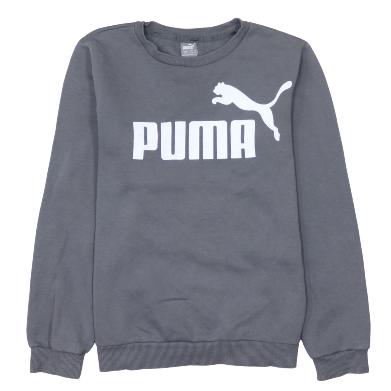 Puma Boys Grey Crew Neck Logo Sweatshirt 13-14 Years Cotton Blend