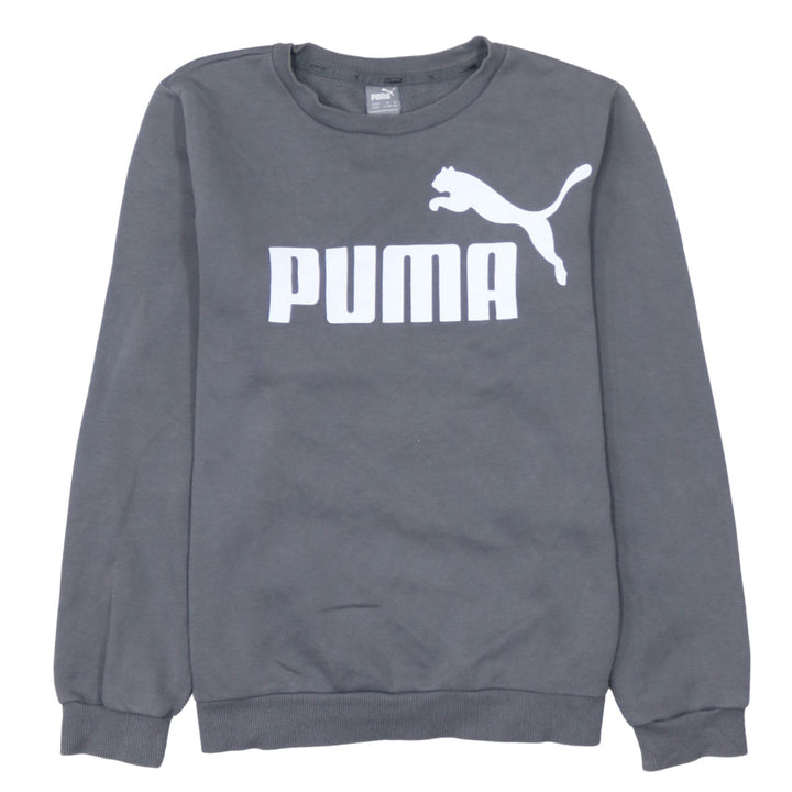 Puma Boys Grey Crew Neck Logo Sweatshirt 13-14 Years Cotton Blend