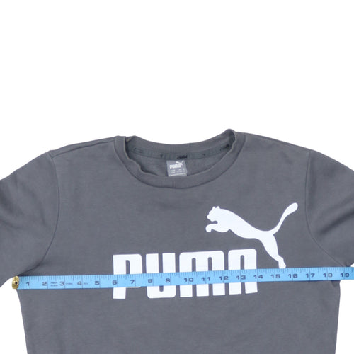 Puma Boys Grey Crew Neck Logo Sweatshirt 13-14 Years Cotton Blend