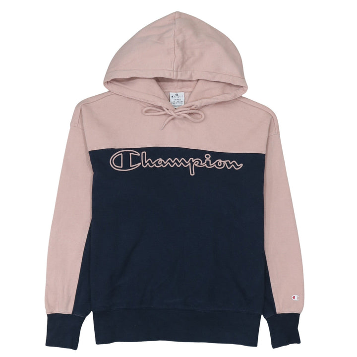 Champion Women's Pink & Navy Pullover Hoodie Size L Cotton Blend