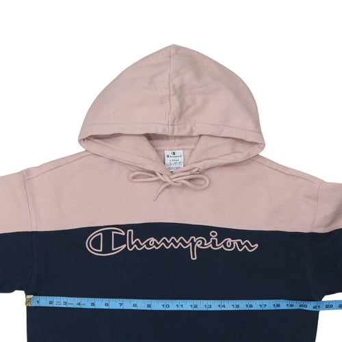 Champion Women's Pink & Navy Pullover Hoodie Size L Cotton Blend