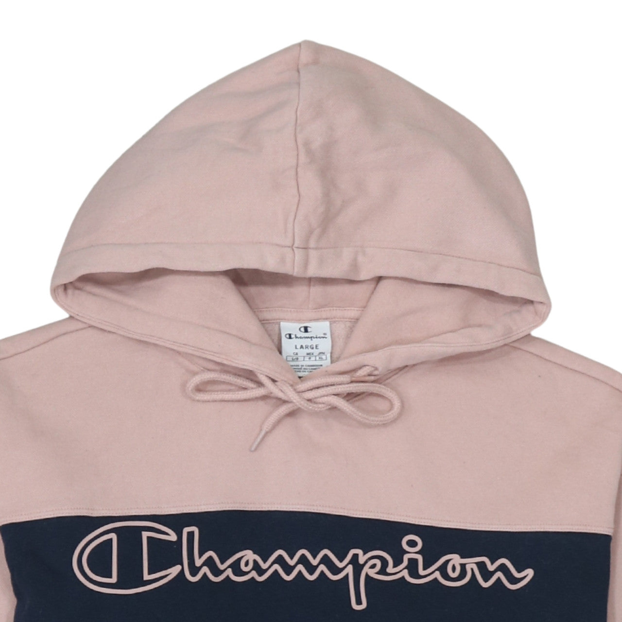 Champion Women's Pink & Navy Pullover Hoodie Size L Cotton Blend