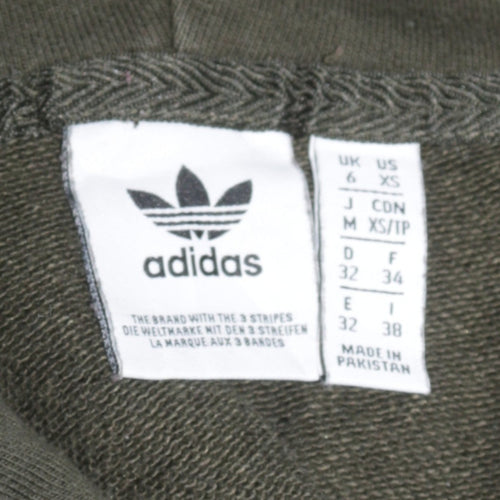 Adidas Womens Military Green Hoodie XS Pullover Logo Hooded Sweatshirt