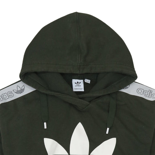 Adidas Womens Military Green Hoodie XS Pullover Logo Hooded Sweatshirt