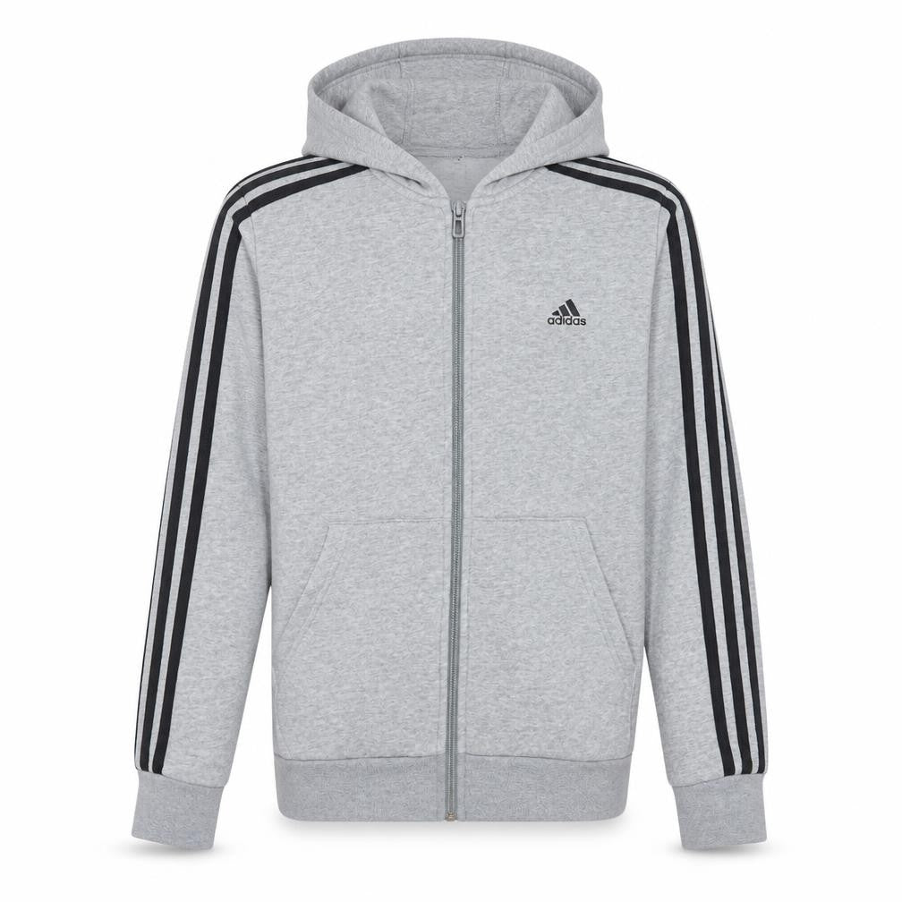 Adidas Boys Grey Full Zip Hoodie 13-14 Years Fleece Sportswear