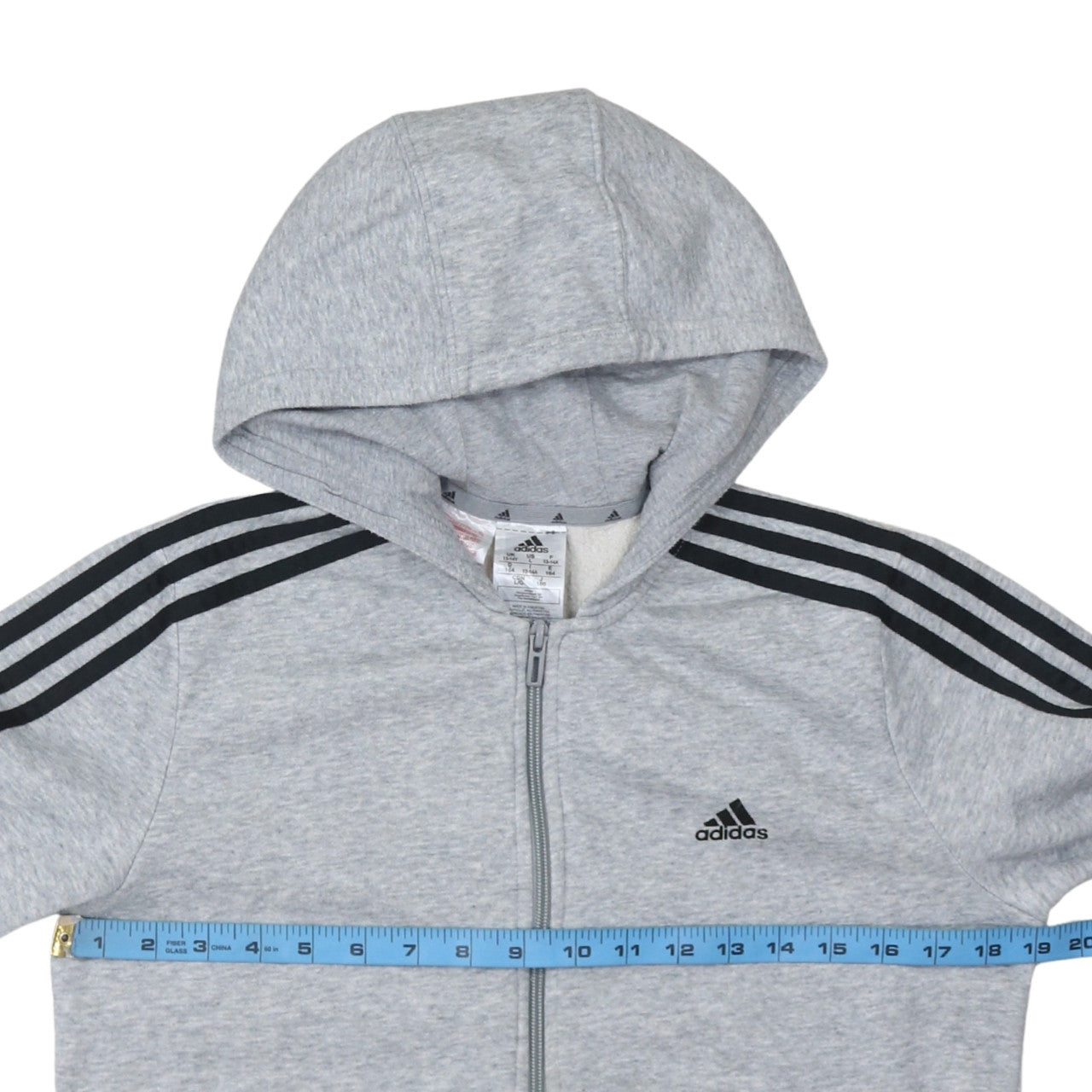 Adidas Boys Grey Full Zip Hoodie 13-14 Years Fleece Sportswear