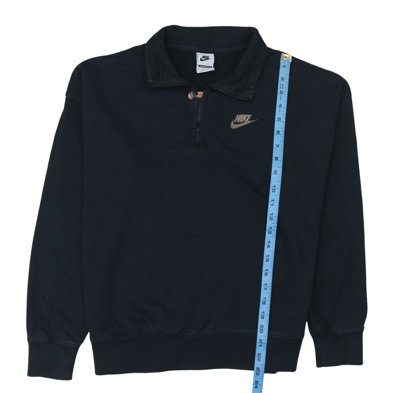 Nike Womens Black XS 1/4 Zip Logo Oversized Sweatshirt