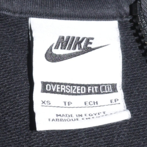 Nike Womens Black XS 1/4 Zip Logo Oversized Sweatshirt